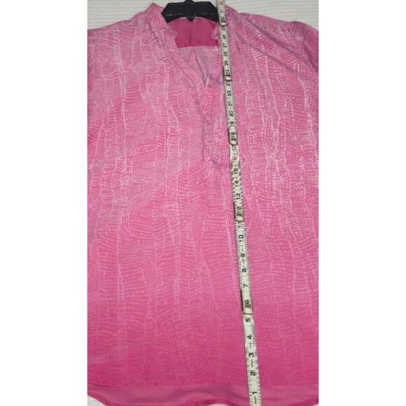 Soft Surroundings Brigitte Tunic Top L Pink Ombre High Low V Neck Hidden Snaps - Picture 4 of 6